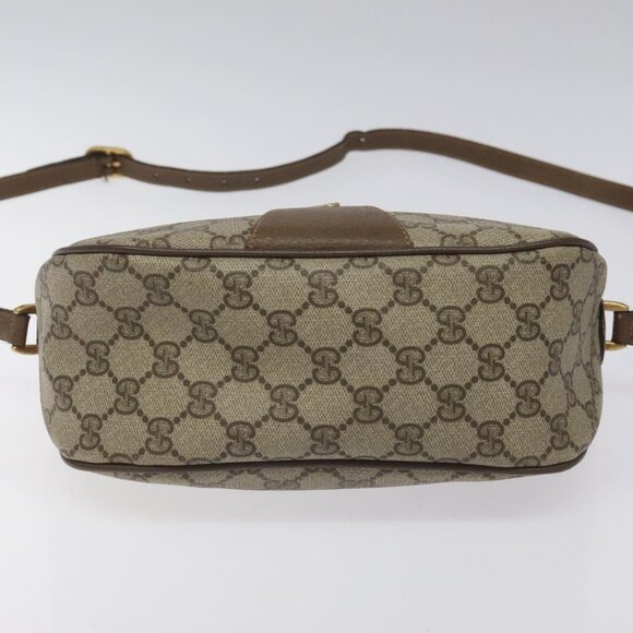 GUCCI GG Supreme Web Sherry Line Shoulder Bag PVC Beige Gold Red Auth ki5490 - Picture 6 of 16